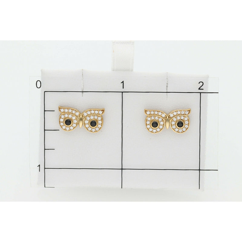 10 Karat Gold & Cz Owl Eyes Earring W: 2.1
