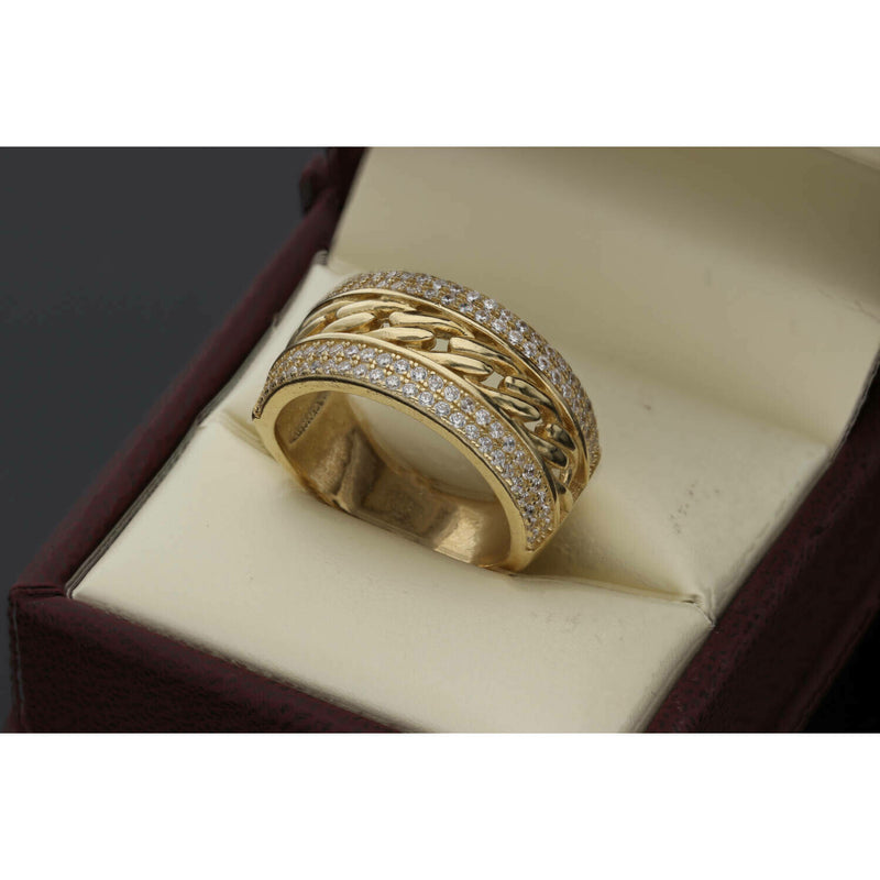 14 Karat Gold Cz Cuban Link Ring