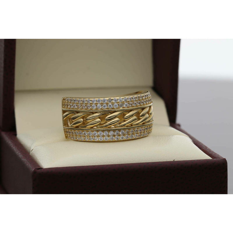 14 Karat Gold Cz Cuban Link Ring