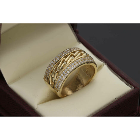 14 Karat Gold Cz Cuban Link Ring