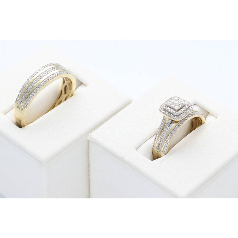 10 Karat Gold 0.78ctw Diamond Wedding Set Trio Ring S:7-10 W:8.6