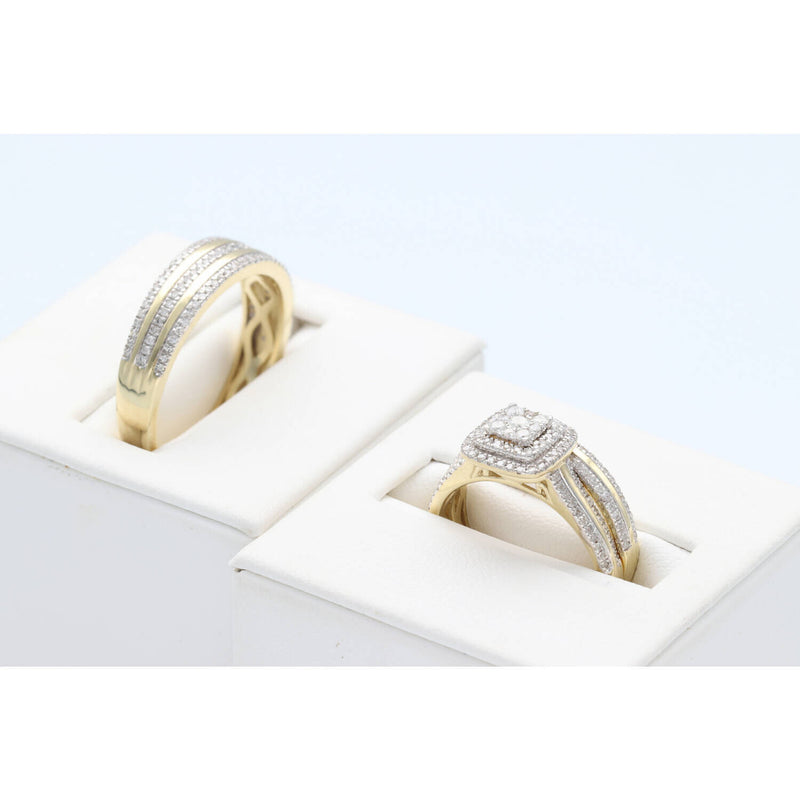 10 Karat Gold 0.78ctw Diamond Wedding Set Trio Ring S:7-10 W:8.6