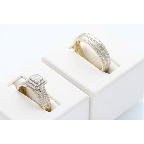 10 Karat Gold 0.78ctw Diamond Wedding Set Trio Ring S:7-10 W:8.6