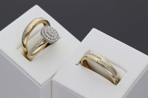 Diamond Wedding Trio Set Ring Trio 