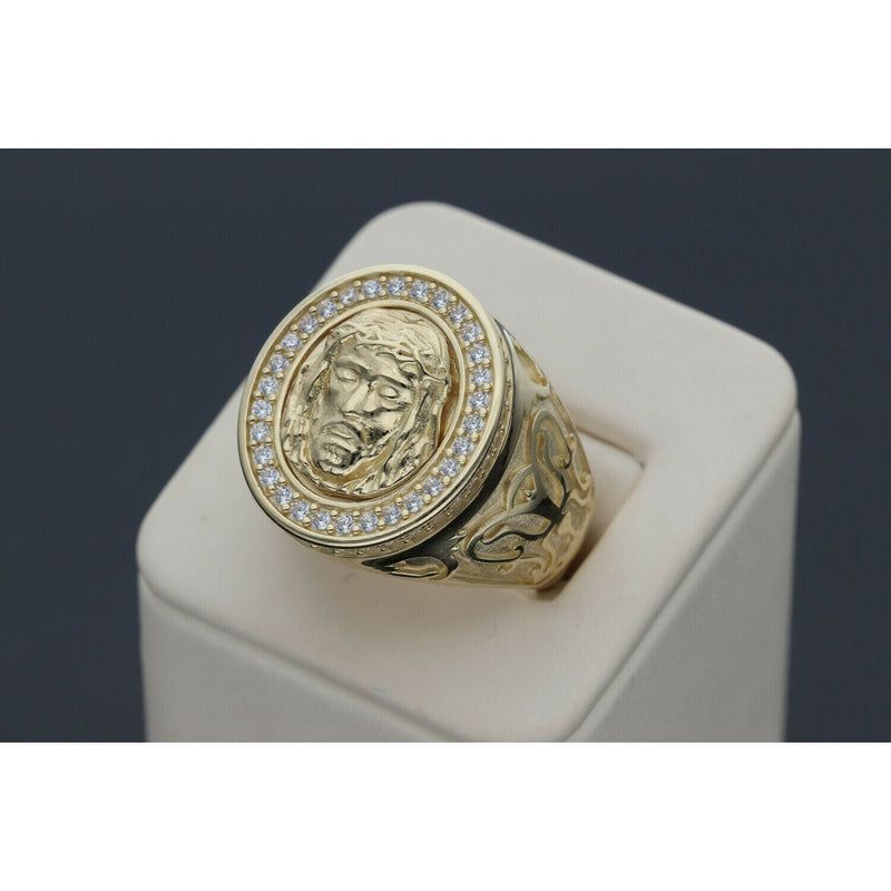 14 Karat Gold Jesus Face Ring