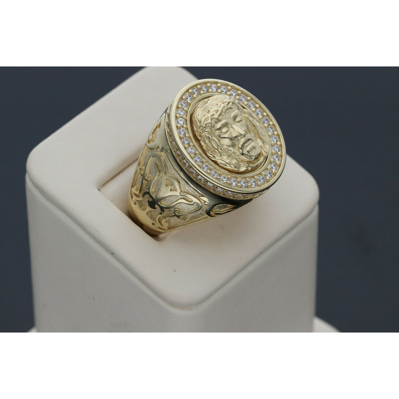 14 Karat Gold Jesus Face Ring