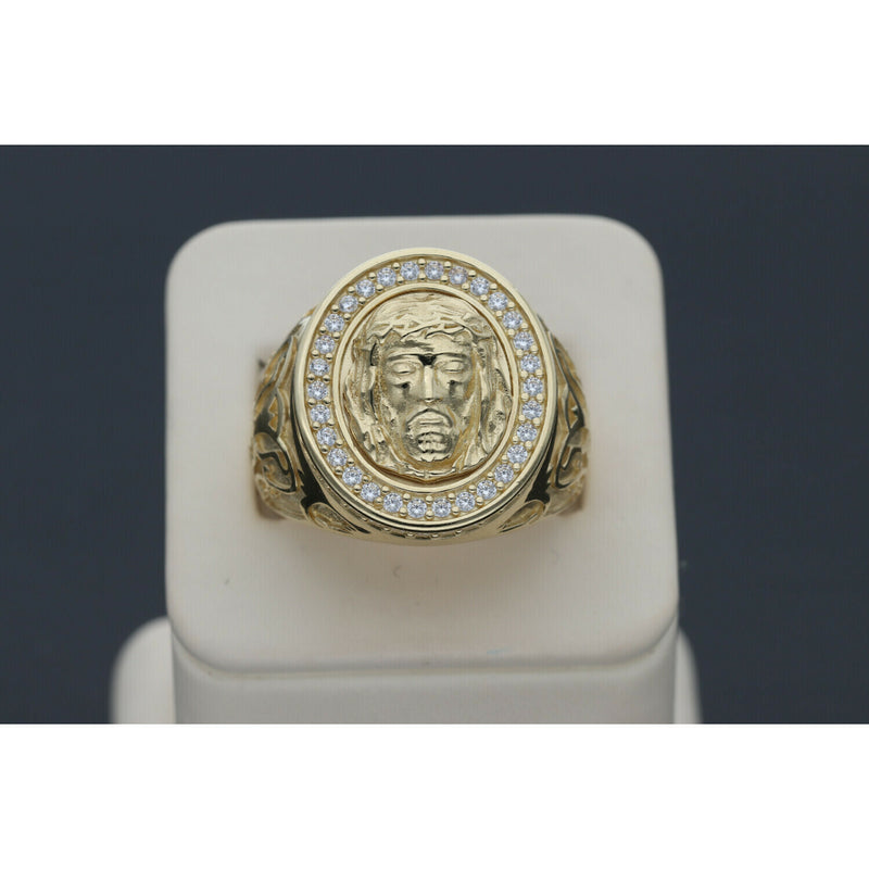 14 Karat Gold Jesus Face Ring
