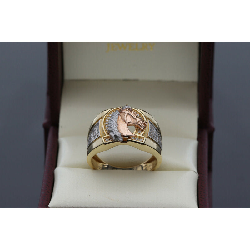 14 Karat Gold Rose Horse Ring