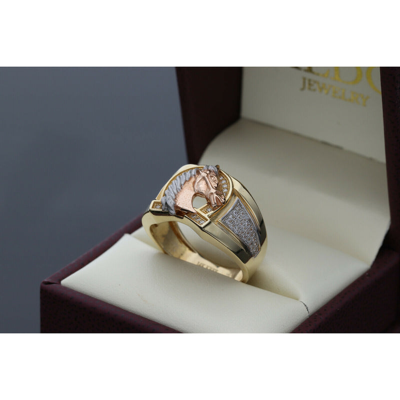 14 Karat Gold Rose Horse Ring