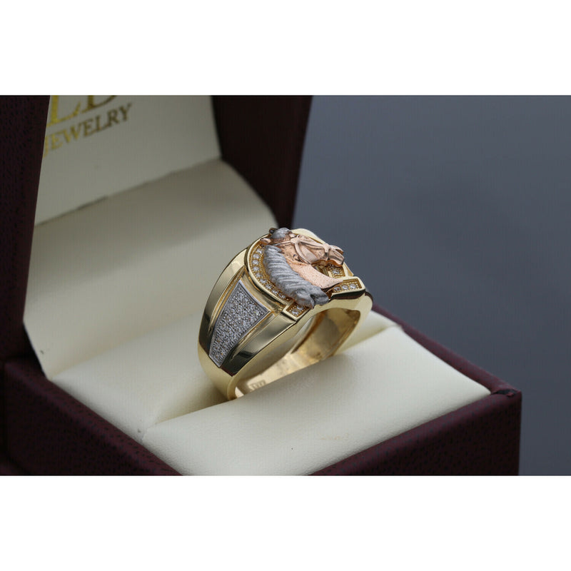 14 Karat Gold Rose Horse Ring