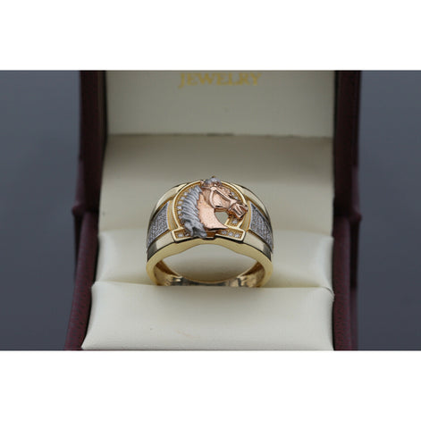 14 Karat Gold Rose Horse Ring