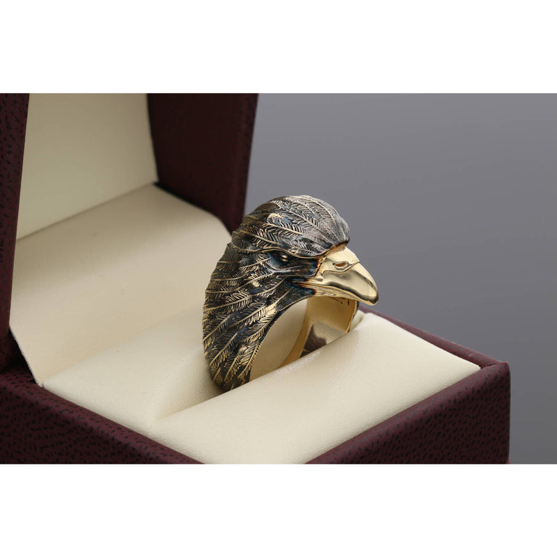 14 Karat Gold Eagle Head Ring