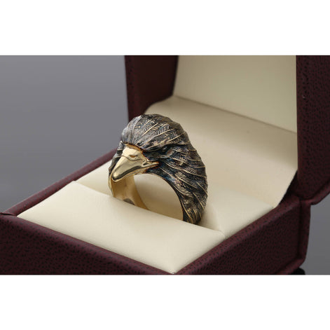 14 Karat Gold Eagle Head Ring