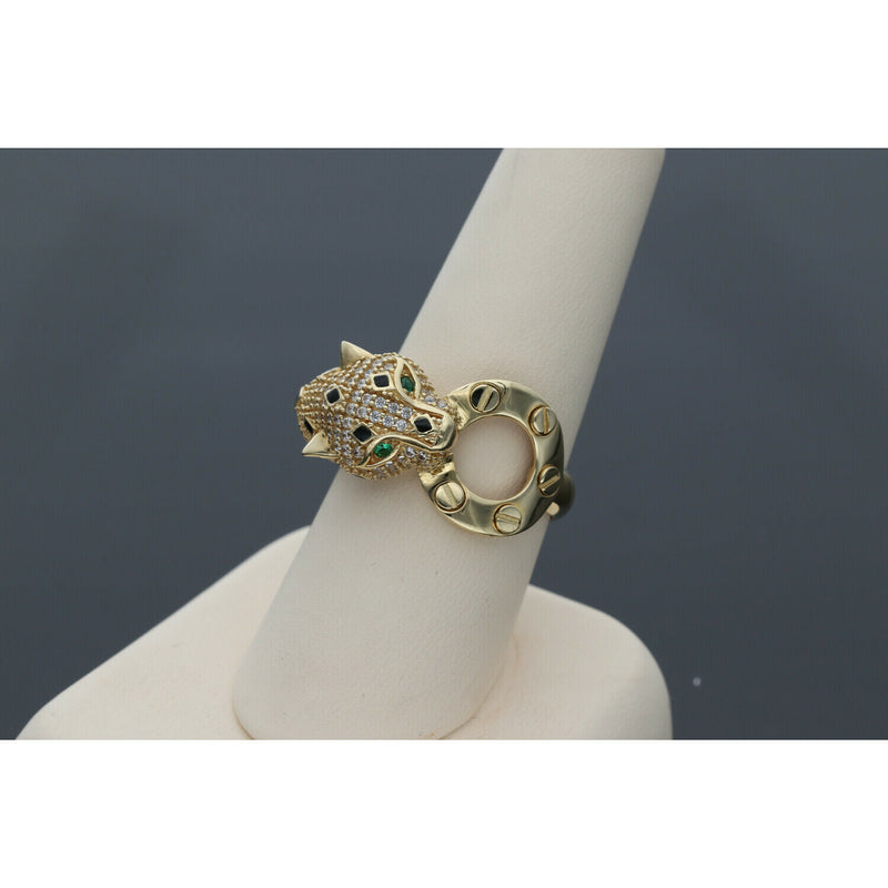14 Karat Gold Panther Ring