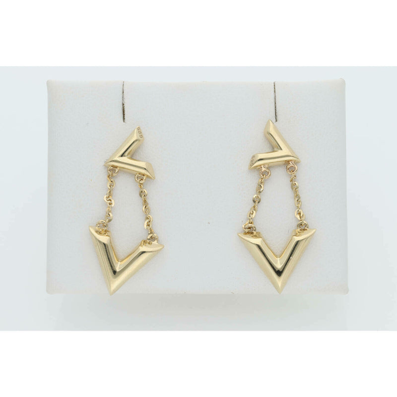 14 Karat Gold Letter "V" Earring W: 4.5