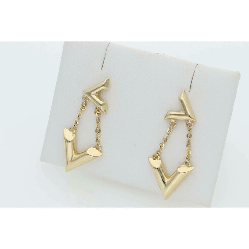 14 Karat Gold Letter "V" Earring W: 4.5