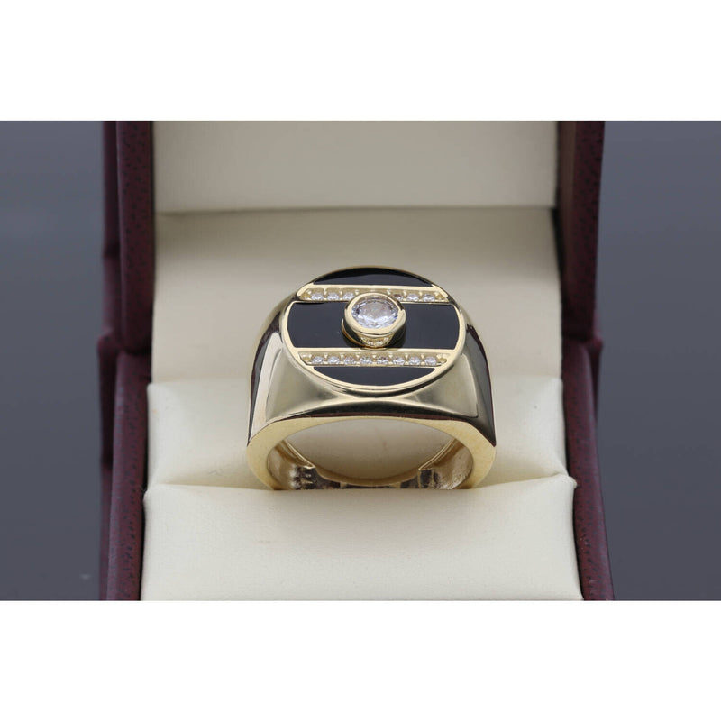 10 Karat Gold Round Black Onyx Ring