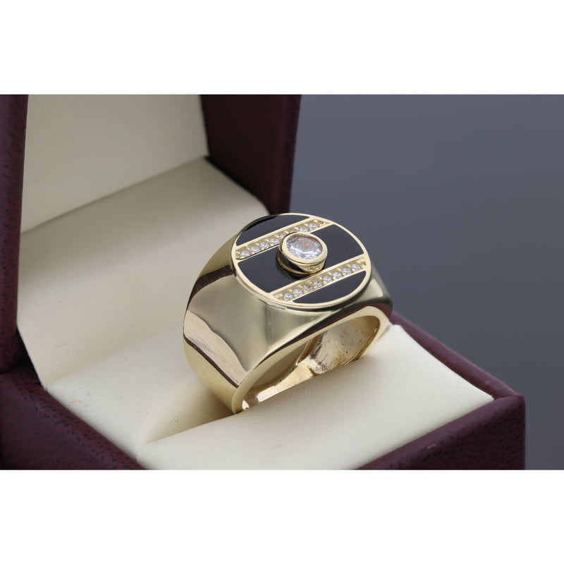 10 Karat Gold Round Black Onyx Ring