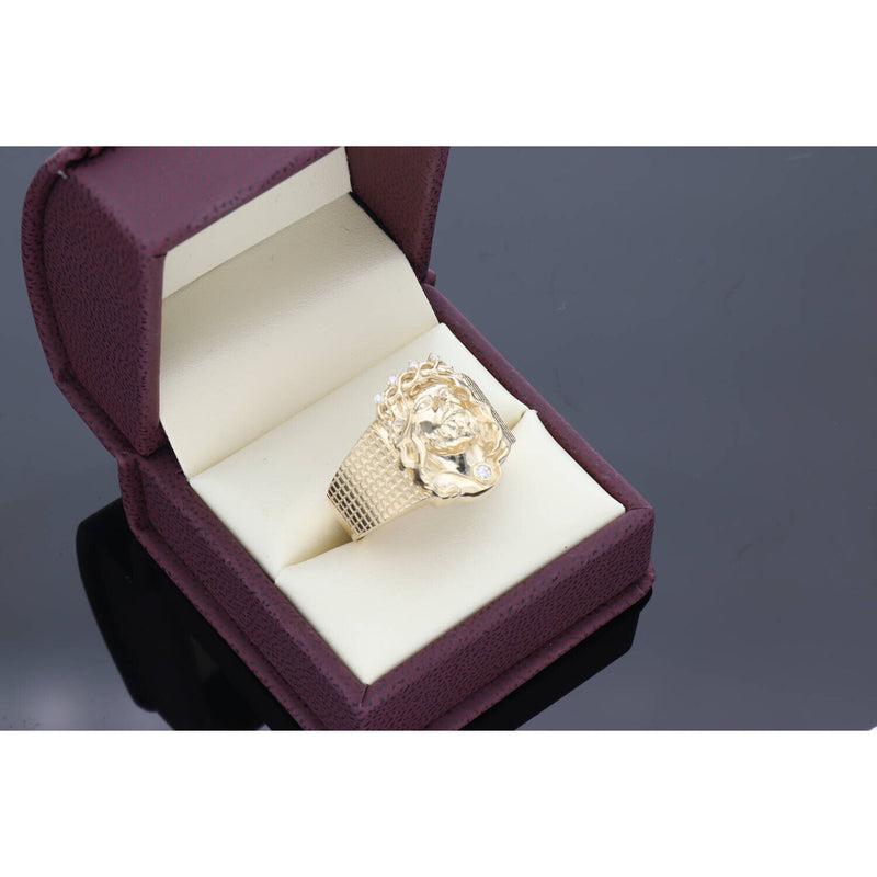 14 karat Gold Cz Jesus Face Ring