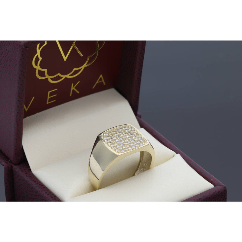 10 Karat Gold Cz Square Ring S:10 W:4.2