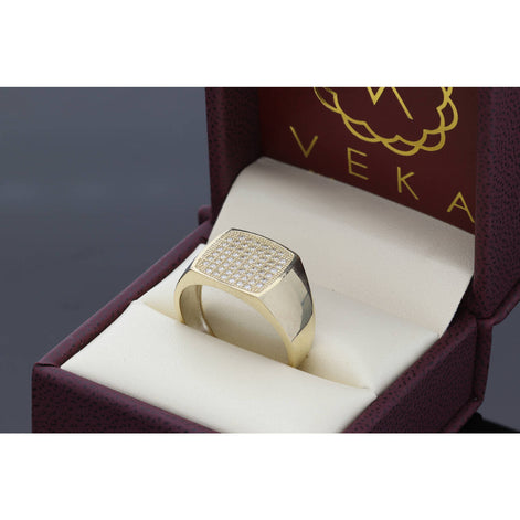 10 Karat Gold Cz Square Ring S:10 W:4.2