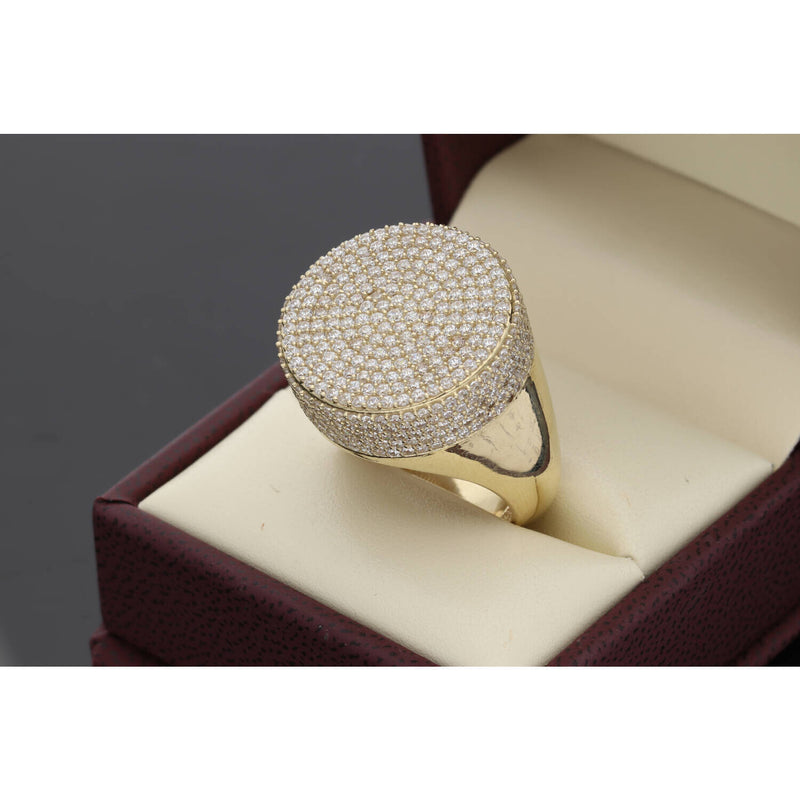 10 Karat Gold Cz Round Flat Ring