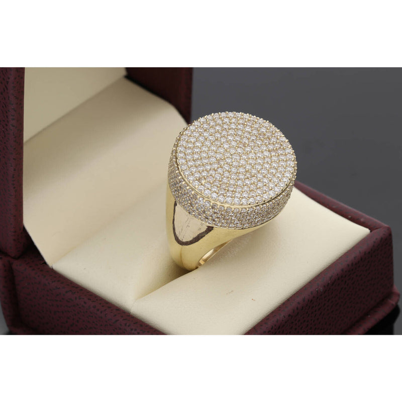 10 Karat Gold Cz Round Flat Ring