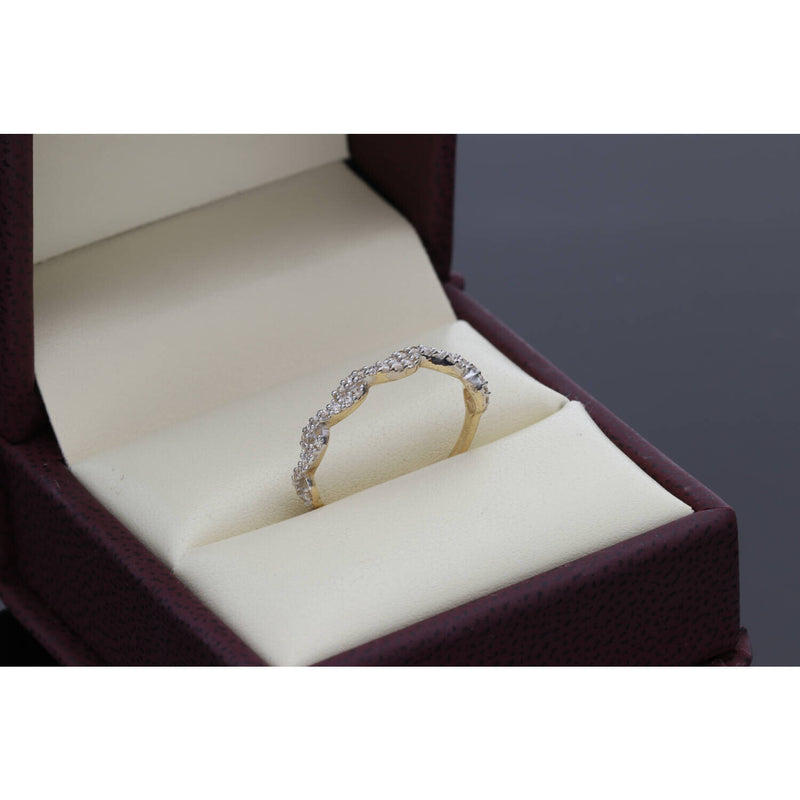 14 Karat Gold Cz Rope Style Ring S:6.5 W:1.1