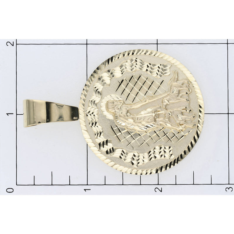 14k G St Lazaro Diam Cut Medal W:14.9