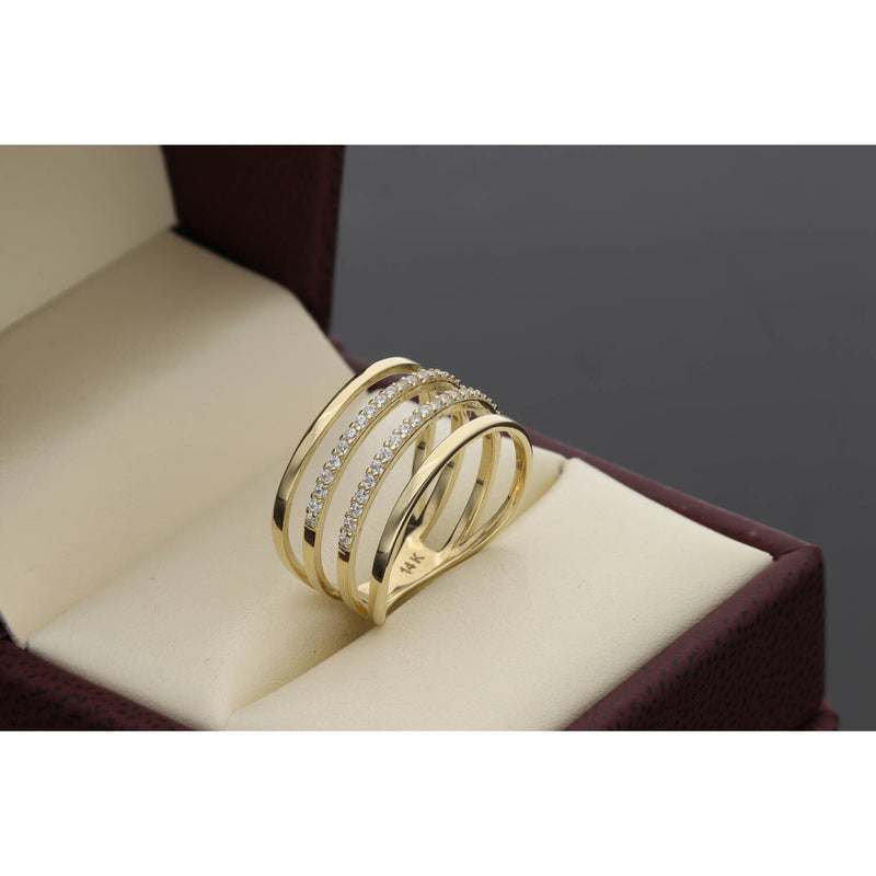 14 Karat Gold Cz 4 Lines Fancy Ring