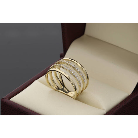 14 Karat Gold Cz 4 Lines Fancy Ring