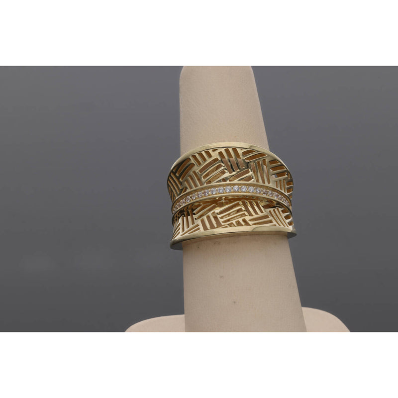 14 Karat Gold Cz Fancy Ring S:7.5 W:5.2