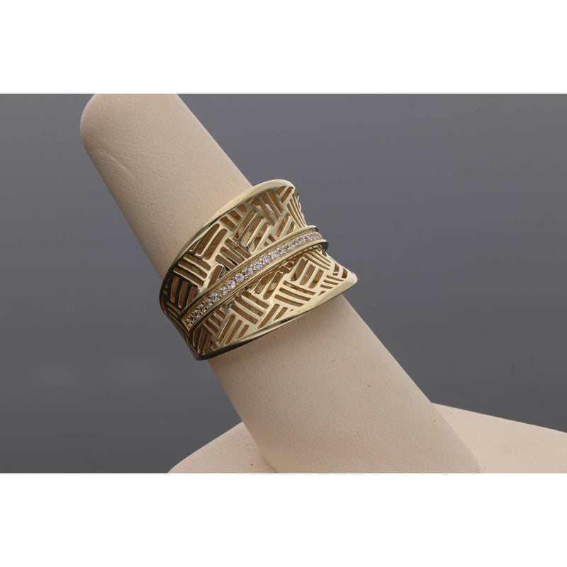 14 Karat Gold Cz Fancy Ring S:7.5 W:5.2