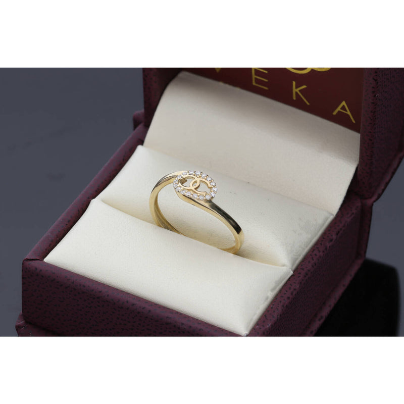 10 Karat Gold Cz Oval CC Ring