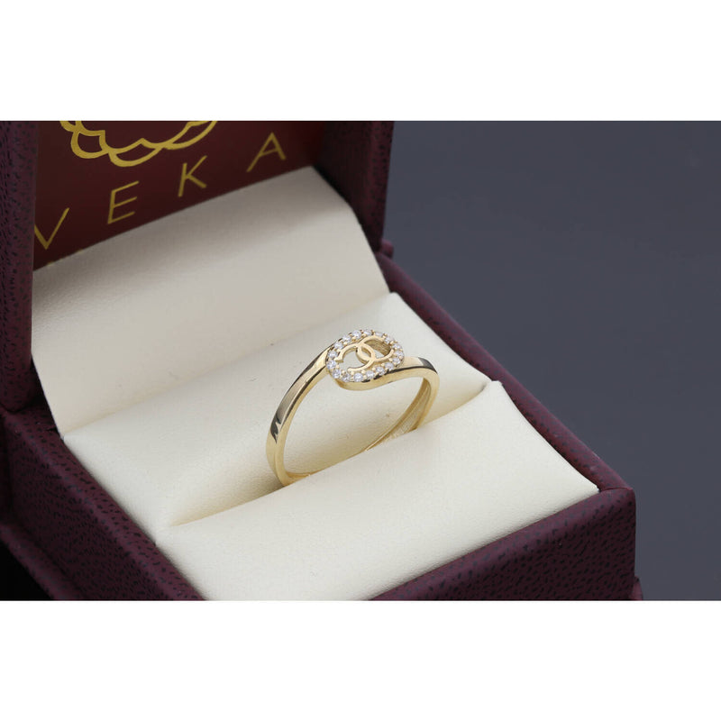 10 Karat Gold Cz Oval CC Ring