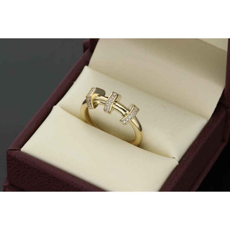 14 Karat Gold Three Hoop Plain Band Ring