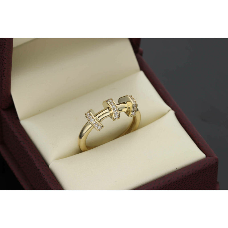 14 Karat Gold Three Hoop Plain Band Ring