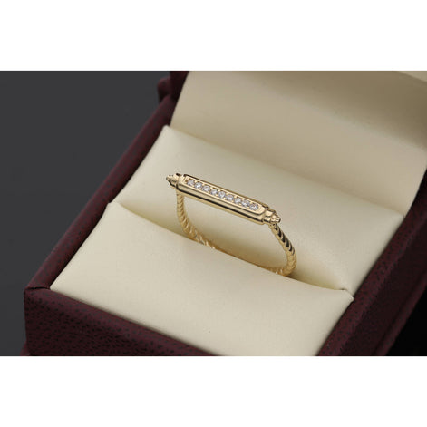 14 Karat Gold Cz Rope U-Shape Ring