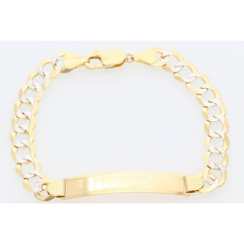 14K Sol G Italian Curb Pave ID Bra 8.5 x 8.5 W:14.5
