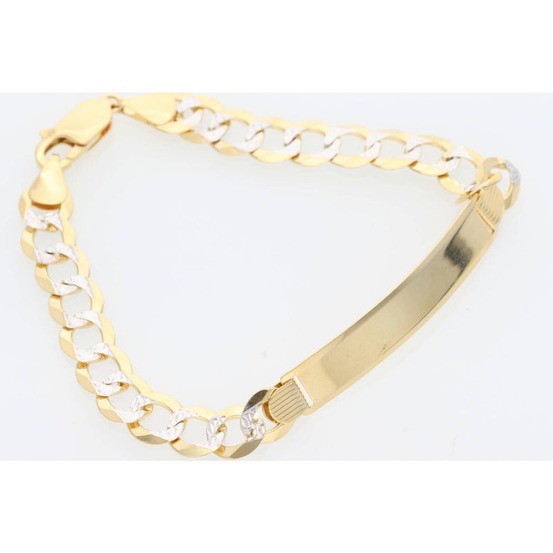 14K Sol G Italian Curb Pave ID Bra 8.5 x 8.5 W:14.5
