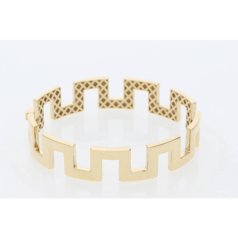 14K Gold Fancy Bangle 13.6 x 7.5 W:15.4