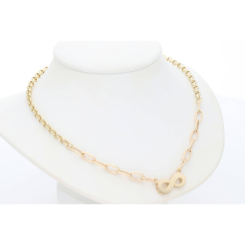 14 karat Gold Infinity Rolo Necklace  2.7 x 18  W:6.8