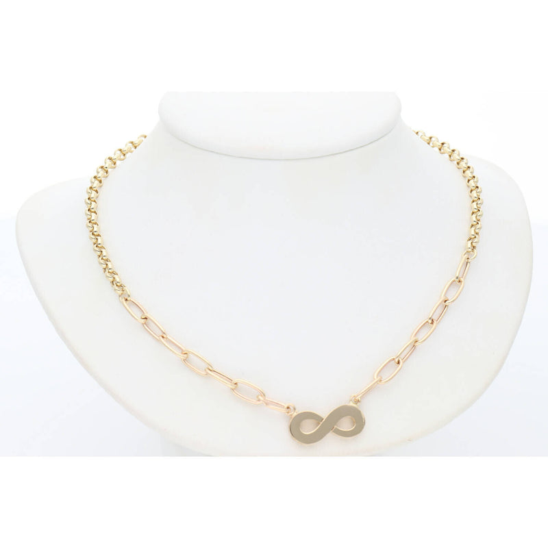 14 karat Gold Infinity Rolo Necklace  2.7 x 18  W:6.8