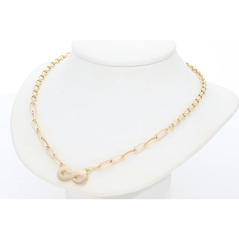14 karat Gold Infinity Rolo Necklace  2.7 x 18  W:6.8