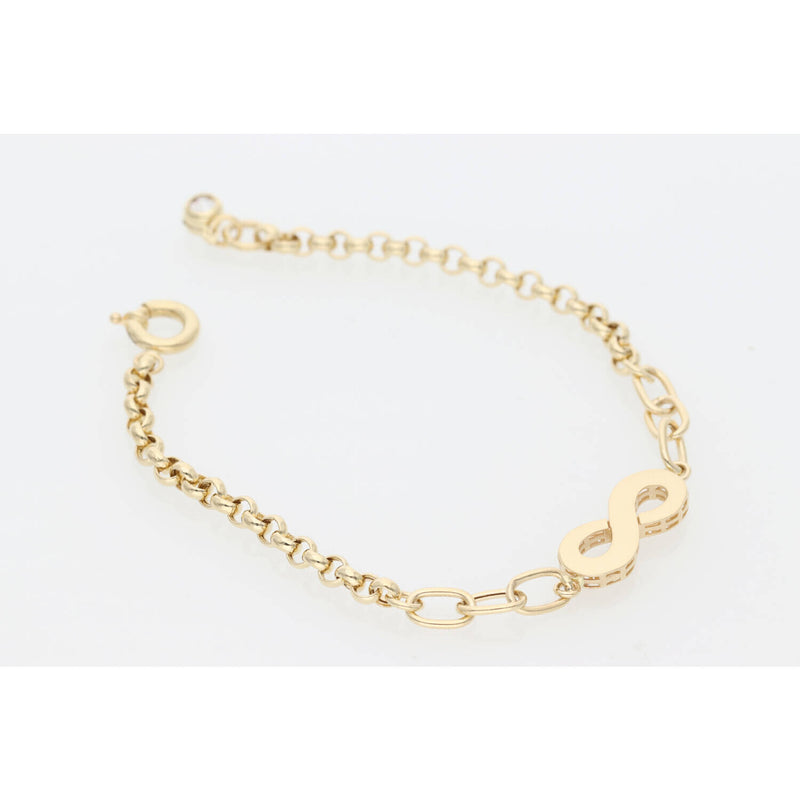 14 karat Gold Infinity Rolo Bracelet 2.7 x 7 W:3.5