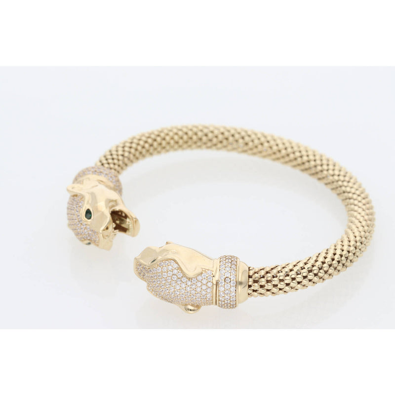 14K Gold & CZ Pop Corn Style Bang W:29.2
