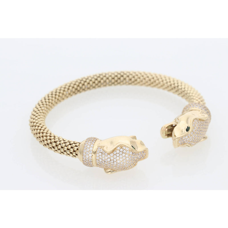 14K Gold & CZ Pop Corn Style Bang W:29.2