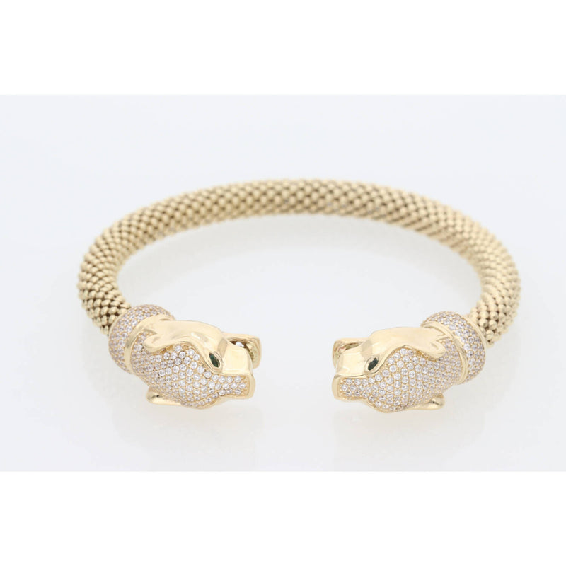 14K Gold & CZ Pop Corn Style Bang W:29.2