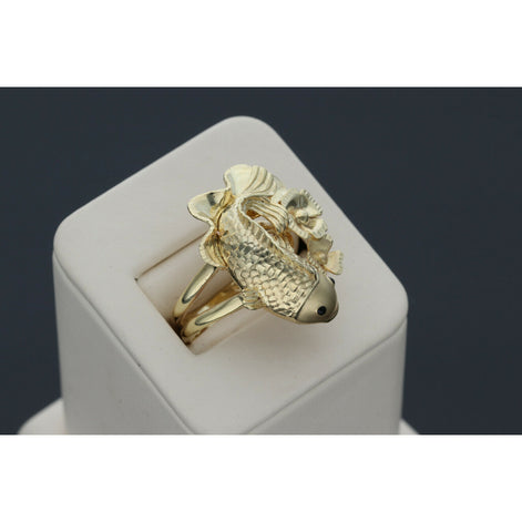 14 Karat Gold Flower Koi Fish Ring