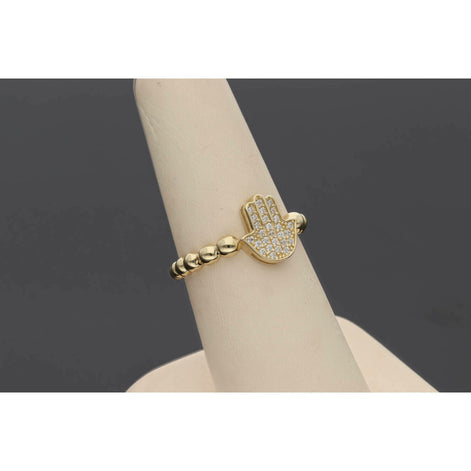 14 Karat Gold & Cz Hamsa Hand Twelve Balls